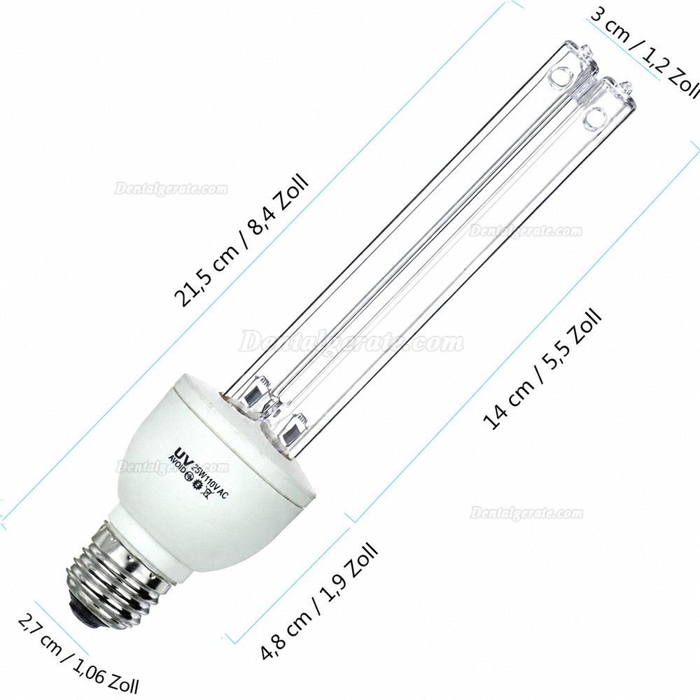 25W Quarz UVC + Ozon Keimt&ouml;tende Lampe Ultraviolette Gl&uuml;hbirne E27 / E26 110V Reinigt die Luft